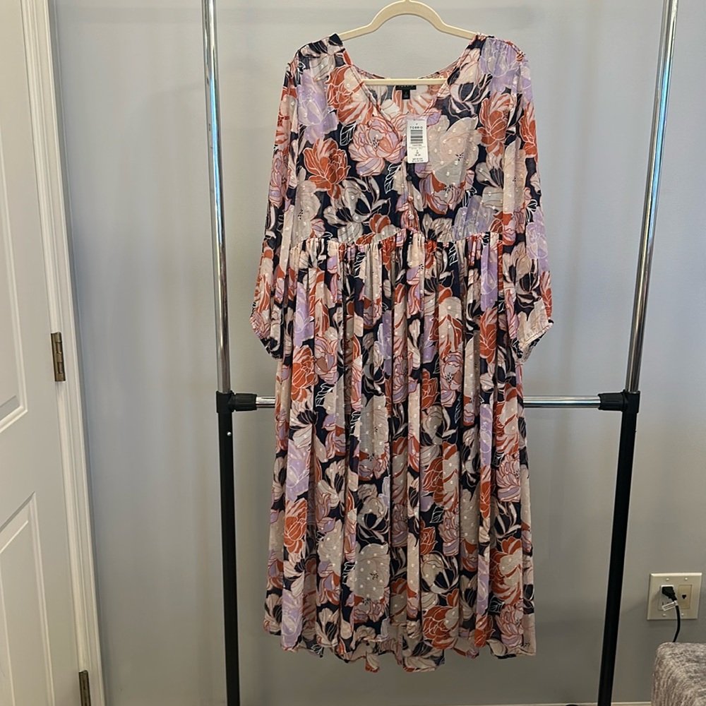 Torrid Maxi Clip Dot Floral A-Line Dress
